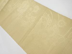 リサイクル　絽　菊・牡丹模様織り出しリバーシブル全通袋帯